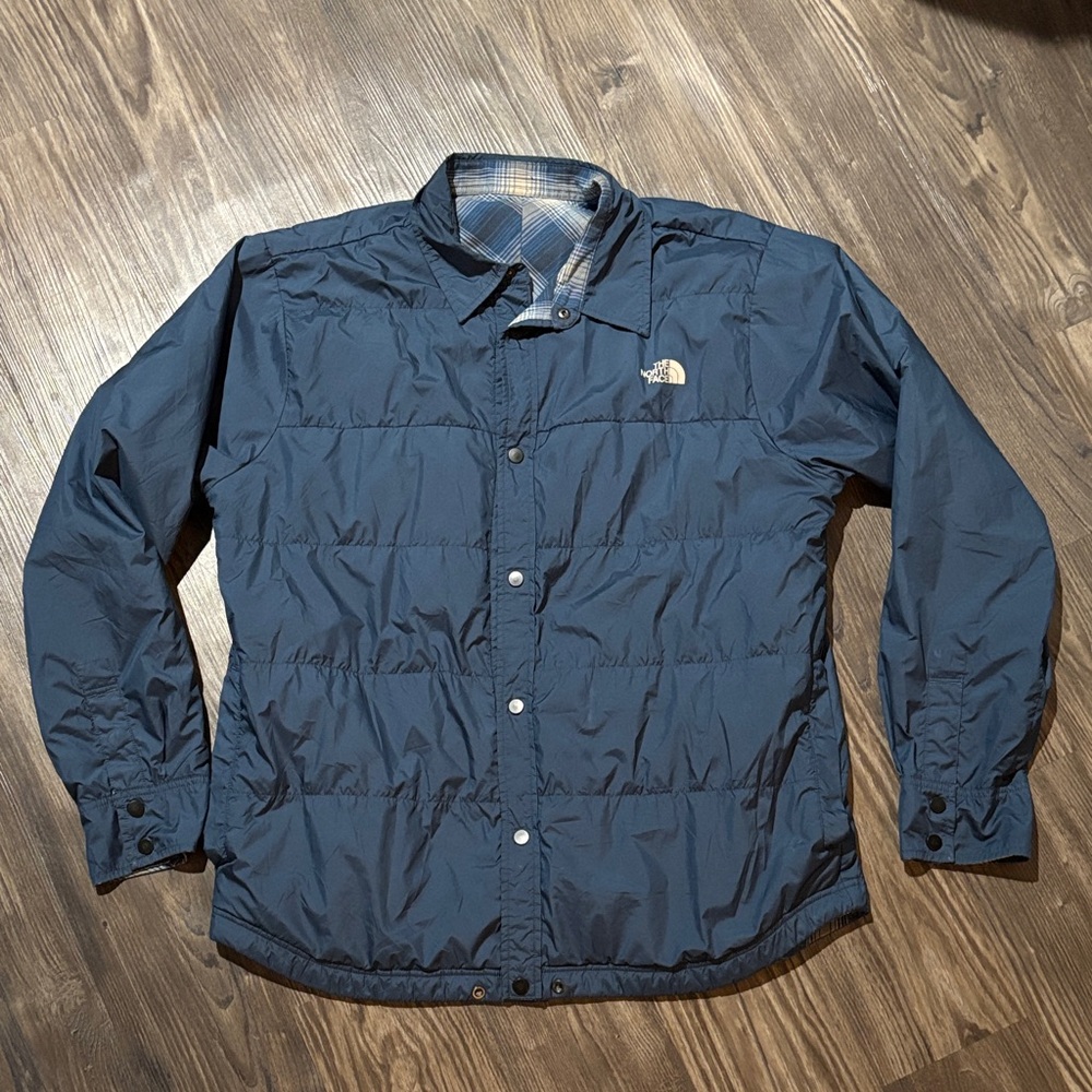 Reversible North Face  Quilted Snap-Front Puffer Jacket